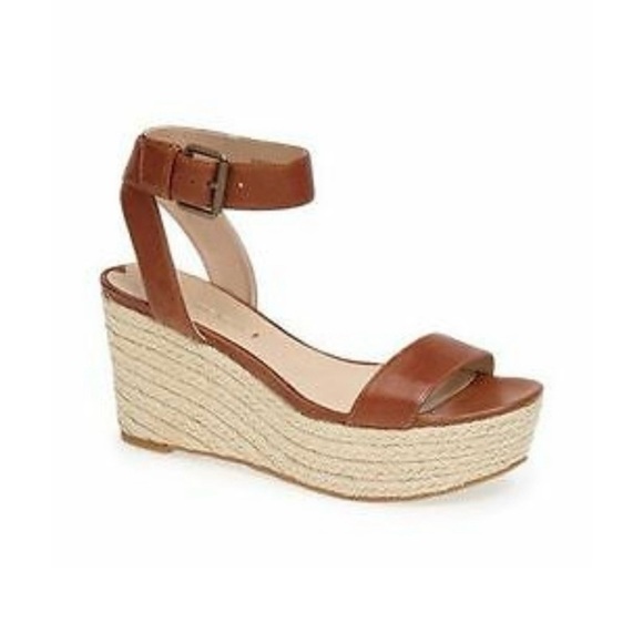 Via Spiga Shoes - Via Spiga Larissa Brown Leather Wedge Strappy Platform Sandals Womens Sz 10M